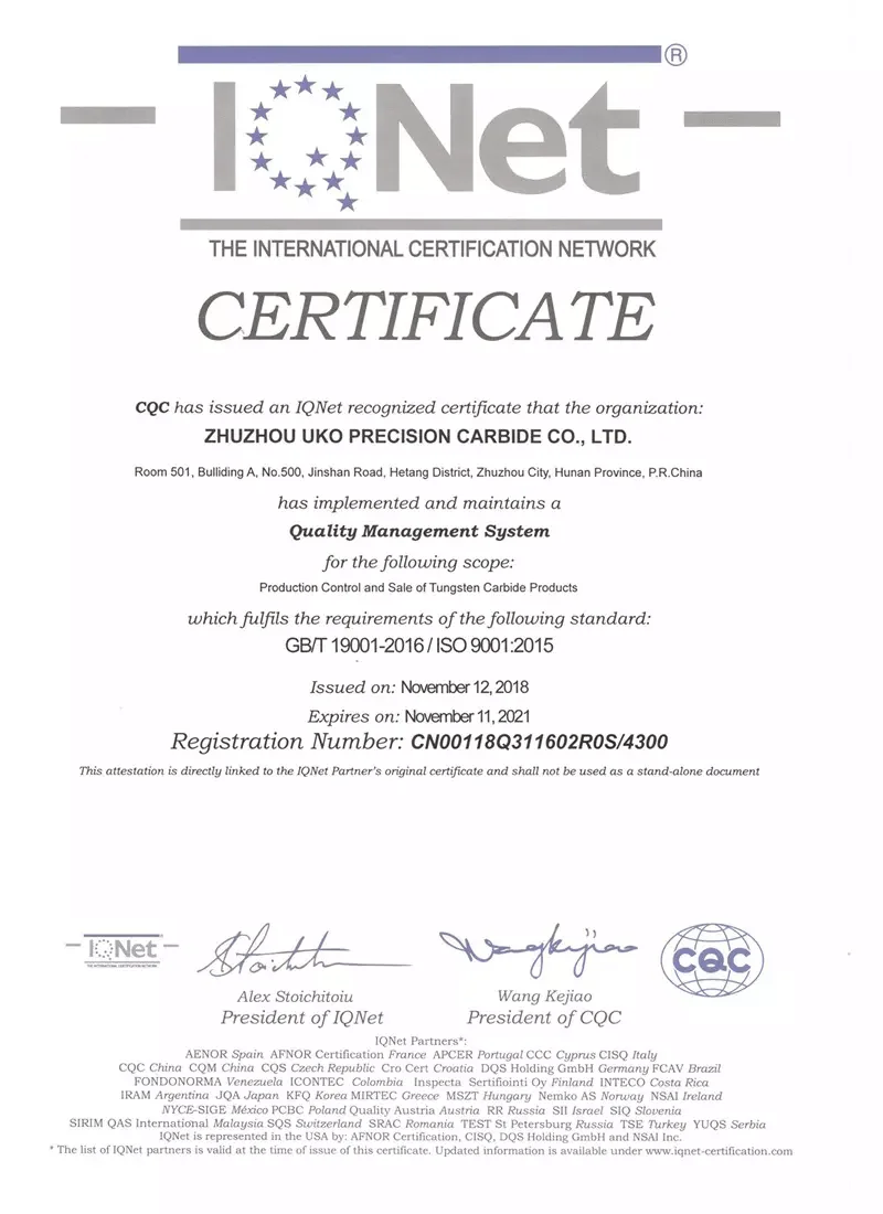 ISO9001-1 for ukocarbide